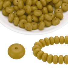 110Pcs Silicone Beads 14mm Lentil Rubber Focal Beads Bulk, Olive Green