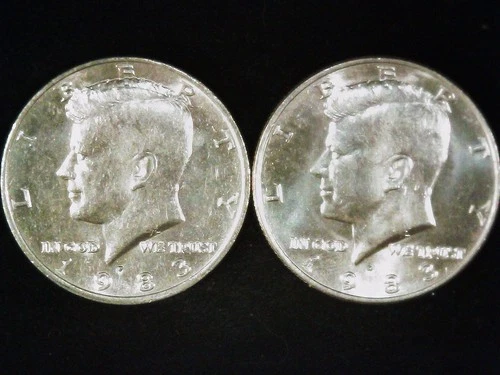 1983-P and D Kennedy Half Dollars (2 coins), AU++. Free ShippinG!