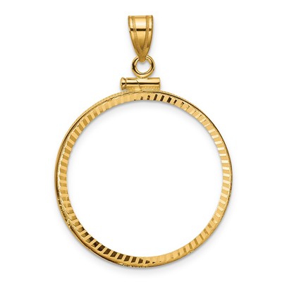 10k Yellow Gold Diamond-cut 27.0mm x 2.35mm Screw Top Coin Bezel Pendant
