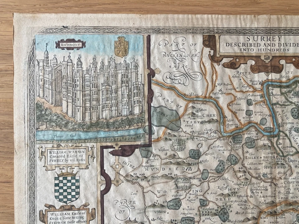 Surrey Described, c1676, John Speed, Original Antique Map - Image 4 of 4