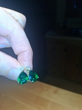 4Ct Pear Cut Green Emerald Drop Dangle Earrings Lab Created
