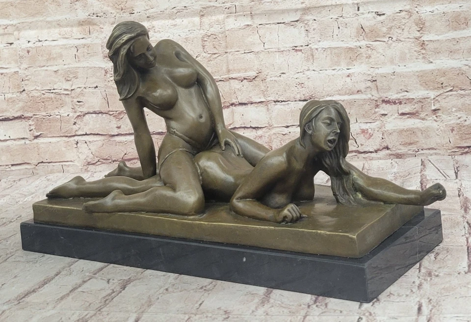 Rara Estatua Escultura Original Extra Grande Mavchi Dos Damas i100% Bronce Sólido Foto 3 de 4