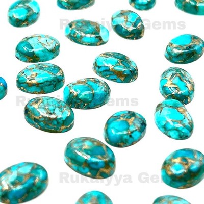 [WHOLESALE] BLUE COPPER TURQUOISE CABOCHON OVAL SHAPE LOOSE GEMSTONE