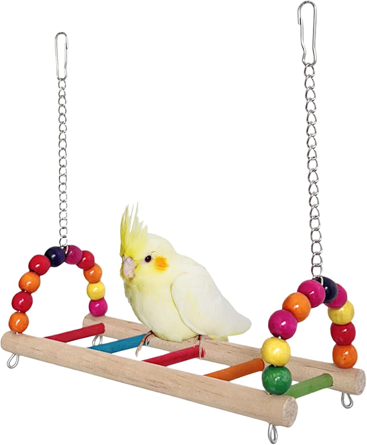 Bird Toys, Wood Bird Perches Parrot Standing Climbing Swing Toys Hanging Cage Ac