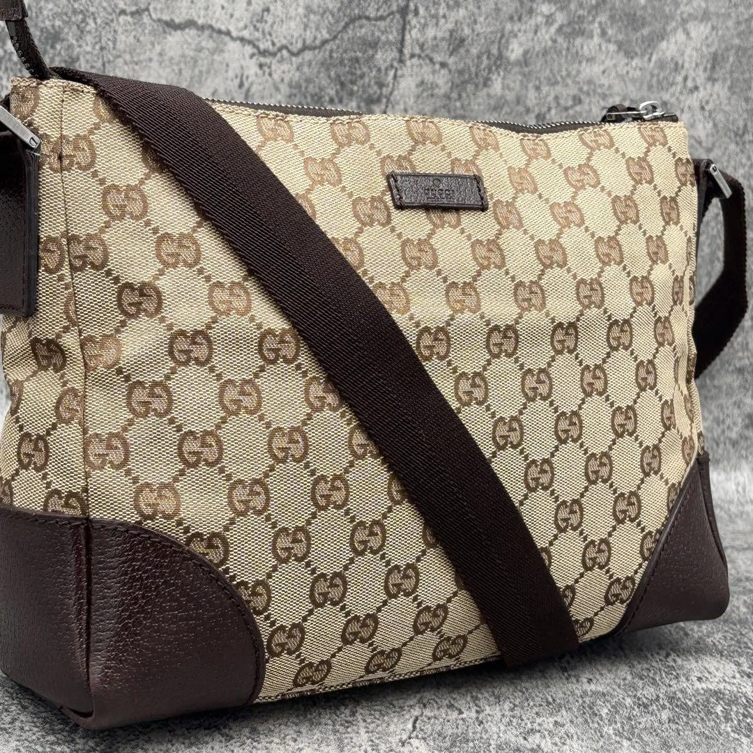 Sac bandoulière GUCCI GG toile cuir beige logo #PG4QU8