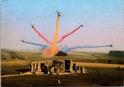 The Blue Eagles ''Spread Eagle'' over Stonehenge 1972 Postcard Wiltshire England
