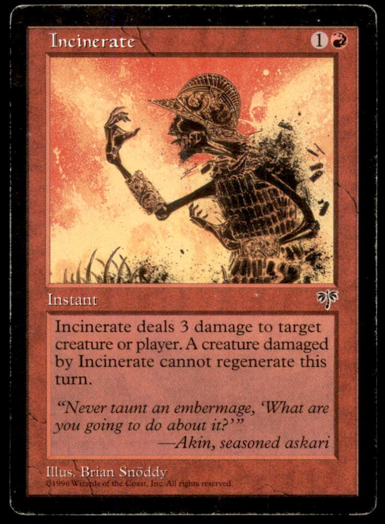 MTG Incinerate Mirage Heavy Play MP  Regular Vintage Old School Magic