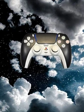 TMR Joystick Mouse Click Retro White and Black PS5 Dualsense Controller Lynx