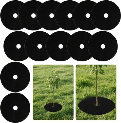 13PC Tree Ring Mulch Mat Root Barrier Tree Protectors Weed Mat for Garden Fabric