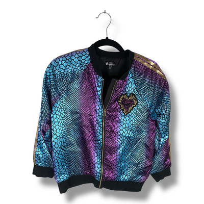 Disney Descendants 3 Bomber Jacket Girls 14/16 Size XL Animal Print Pink Blue