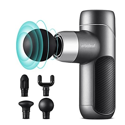 ARBOLEAF Mini Massagepistole 0,37kg mit 4 Aufsätzen 5 Stufen USB-C