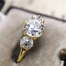 2Ct Round Cut Lab-Created Diamond Women's Engagement Ring 14k Yellow Gold Finish