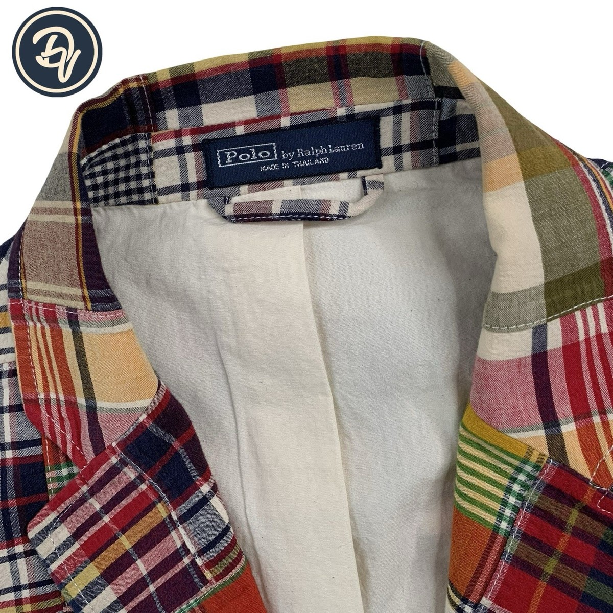 ジャケット・アウター 70s Ralph Lauren Madras check tailored VTG L / 44 R Polo by Ralph Lauren 100 % Madras Cotton Patch Work