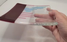 Vintage Retro fused glass art Trinket Dish 6.5"x6.5"