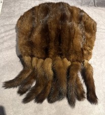 Vintage Genuine Real Fur Muff Hand Warmer Brown with Tails