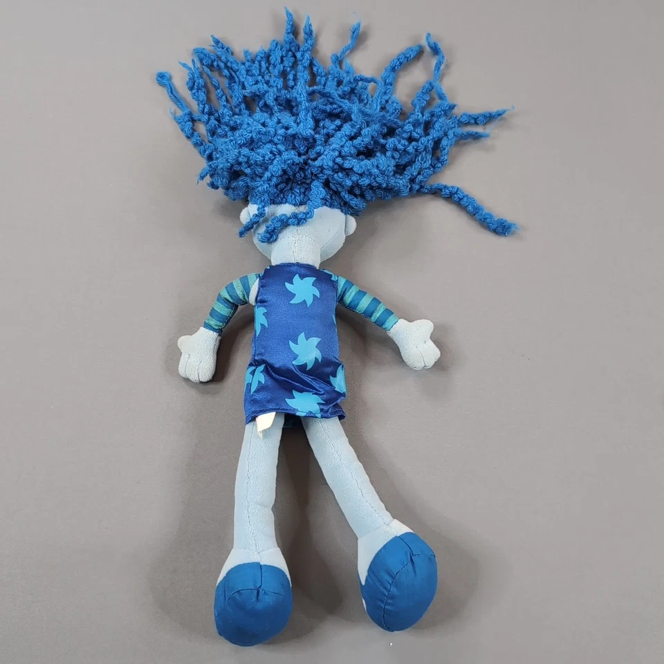 Muñeca de peluche Rainbow Off The Planet de colección azul Playgro años 90 juguete suave pelo rizado Foto 3 de 4
