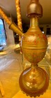 1970s Indian Hookah Water Pipe Ornate Etched/Painted Brass/Wood 37" LA,CAp/u — photo 3