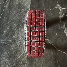 Native American Coral Cuff Bracelet