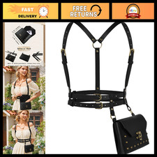 Renaissance Belt Pouch Women Halloween Pirate Accessories Black Rivet