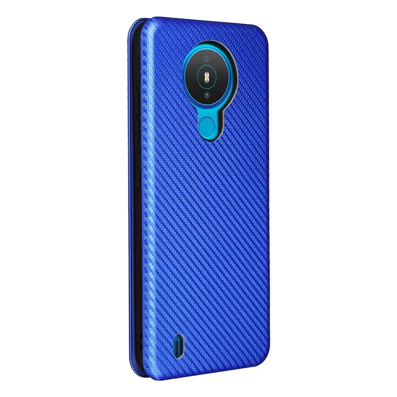 Funda protectora de adsorción magnética abatible de fibra de carbono para Nokia 1.4 bolsas de teléfono Foto 2 de 4