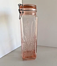 Vintage Casadis Milano Italy Pink Glass Canister Spaghetti Jar