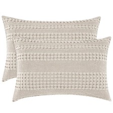 PHF 100 Cotton Waffle Pillow Shams Standard Size, 2 Pack 20" x 26" Soft Skin-Fr