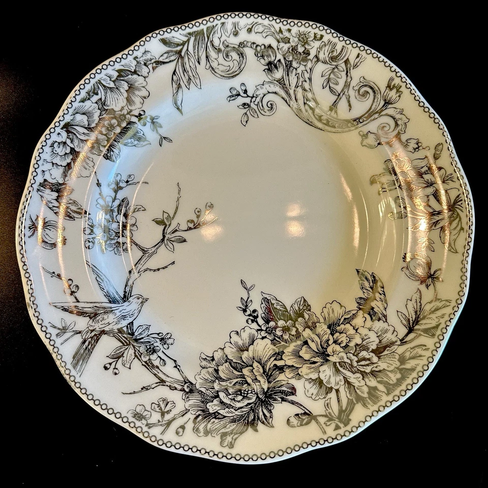 222 Fifth Adelaide GOLD Round Dinner Plates Plate Set of 4 NEW - Image 4 of 4