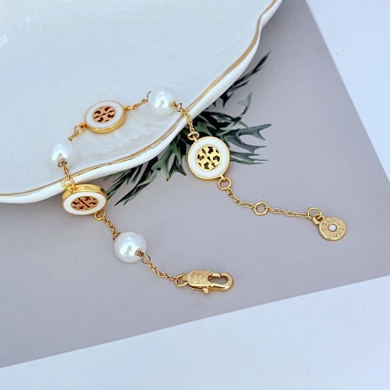 ¡Nuevo! Pulsera Tory Perla y Círculo Blanco con Bolsa Joyería Tamaño Longitud: 18+4cm Foto 3 de 3