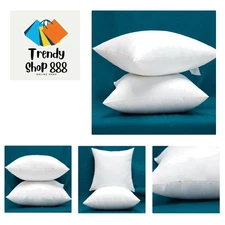 Set of 2 100% Cotton Fabric Plump Throw Pillow Inserts, Down Alternative Deco...