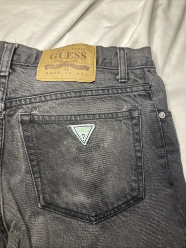 Vintage Guess By Georges Marciano Made In USA Black Denim Jeans Size 32 x 31 - Picture 1 of 4