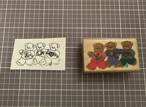 Rubber Stampede Lucy & Company Teddy Bear Three Joggers 032-D  Rubber Stamp Cute