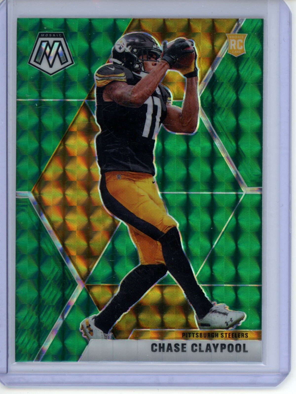 2020 Panini Mosaic - #220 Chase Claypool (RC) Green Mosaic Prizm Steelers