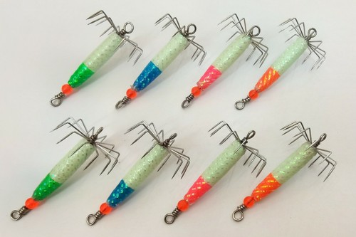 8x Puget Sound Squid Jig - 1/3 oz with 4 color, super glow in dark - Picture 3 of 9