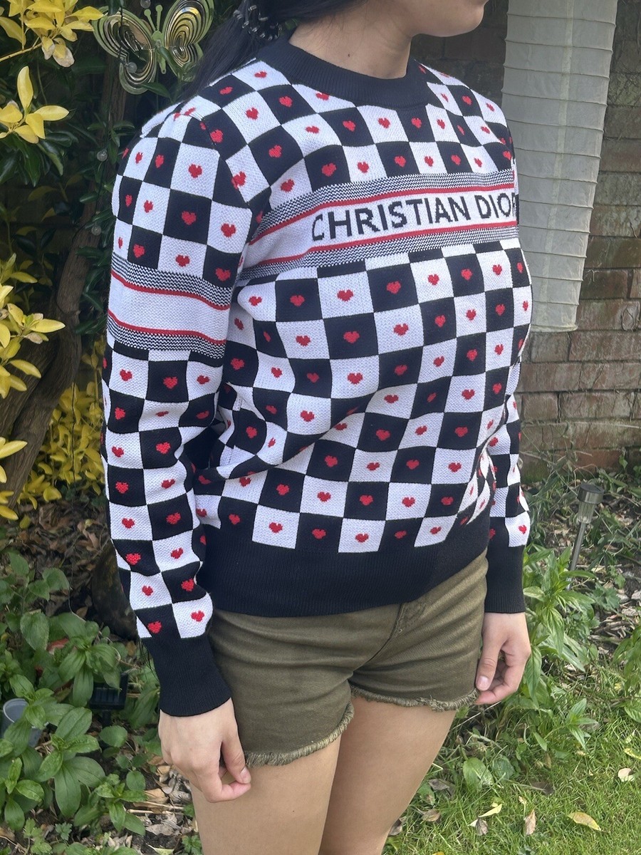 CHRISTIAN DIOR designer Check Cashmere ladies Rare jumper Pullover