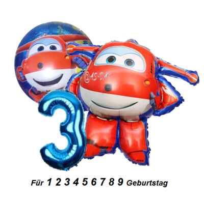 Super Wings Helium&Folien Ballon Jett Ballon Kinder Junge Für 1-9 Geburtstag Jet