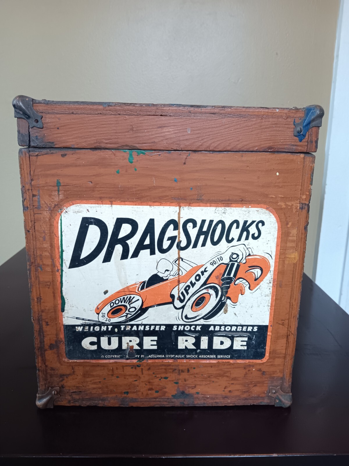 1960s Vintage Wood Tool Box Car Parts Stickers Champion Offenhauser