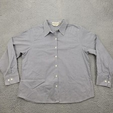 Eddie Bauer Shirt Mens Large Blue Check Button Down Wrinkle Resistant Classic