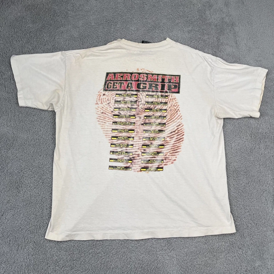 Camiseta De Colección Giant Aerosmith Get a Grip Blanca Tour 1993 Talla XXL Foto 2 de 4