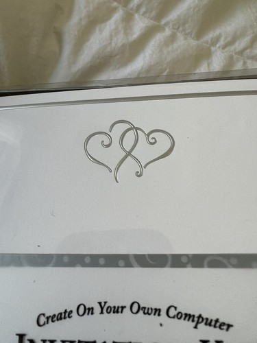Gartner studios 50 Count Platinum Hearts Wedding Invitation Kit~ Sealed Package - Picture 6 of 7