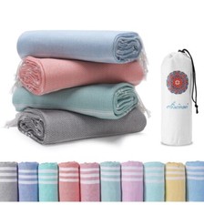 4-PACK Cotton Turkish Beach Towels Quick Dry Sand Free Oversized Bath Pool S...