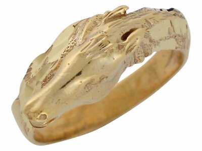 Eleganter Ring 10 Karat oder 14 Karat Gelbgold Rennpferd Bypass Tierliebhaber