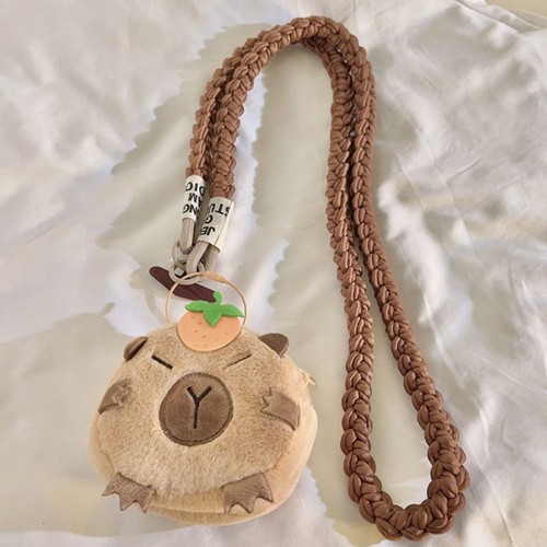 Nylon Phone Braided Strap Crossbody Phone Lanyard Pendant Capybara Coin Bag - Photo 3 sur 11