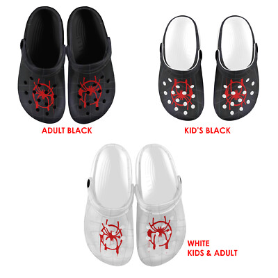 Black Kids Slip-On Clogs with Spider Web & Red Cross Accents Children main image 4
