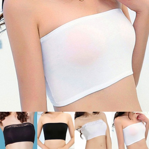 Tube Top Bra Seamless Bandeau Strapless Bralette Stretch Layering Solid Crop Top - Picture 3 of 22