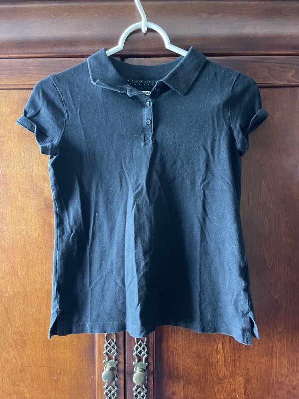 Old Navy Girls Uniform Polo Shirt Black Size L (10-12)