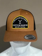 Yupoong Snapback Trucker Caramel/Black Yellow Stone Dutton Ranch Snapback Hat