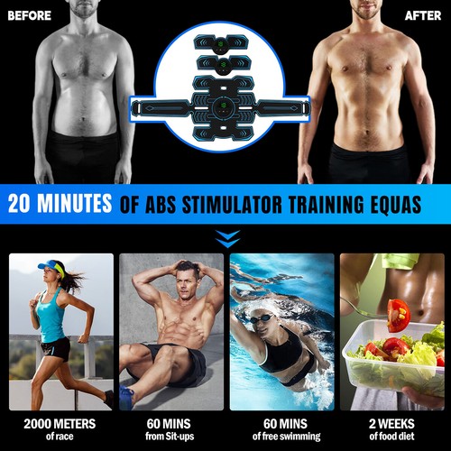 EMS Abdominal Muscle Core Hips Arm Toning Trainer Stimulator Flex Toner Tactical - Picture 57 of 111