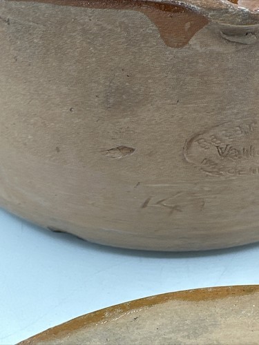 Vaso peperoncino argilla crock bazar Francais Vallarus ceramica fatta a mano Francia RARO - Foto 7 di 24