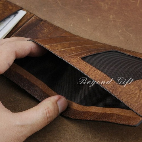 Genuine Leather Long Billfold Ladies Vintage Purse WA19D Wallet Brown Color - Picture 11 of 12