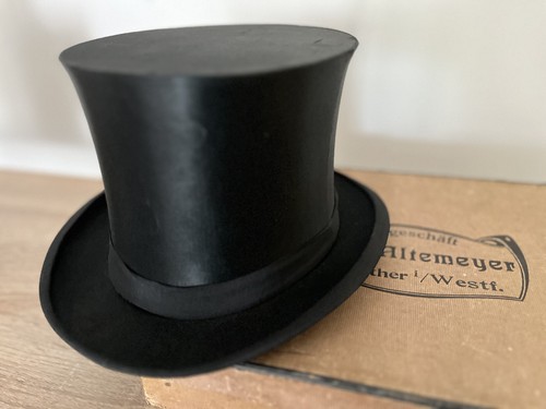 🔥Antique Gentleman Oskar Altemeyer German Cylinder Cap Top Hat 1900 Movie Props - Picture 19 of 24